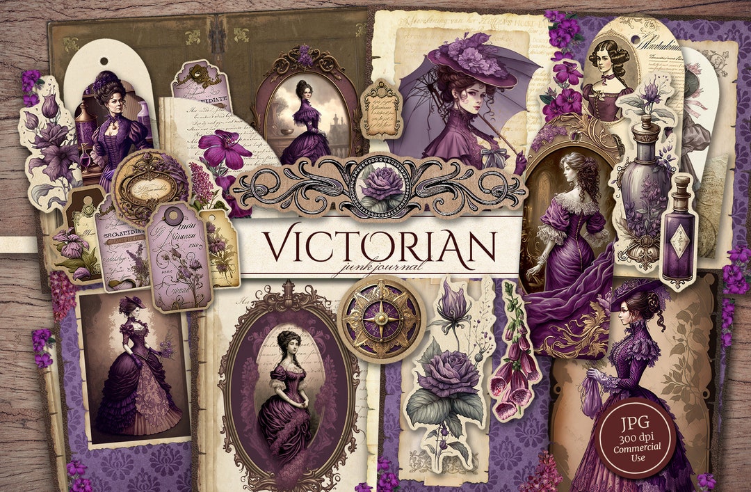 Victorian Junk Journal Kit (printable JPG Pages With Ephemera, Tags ...