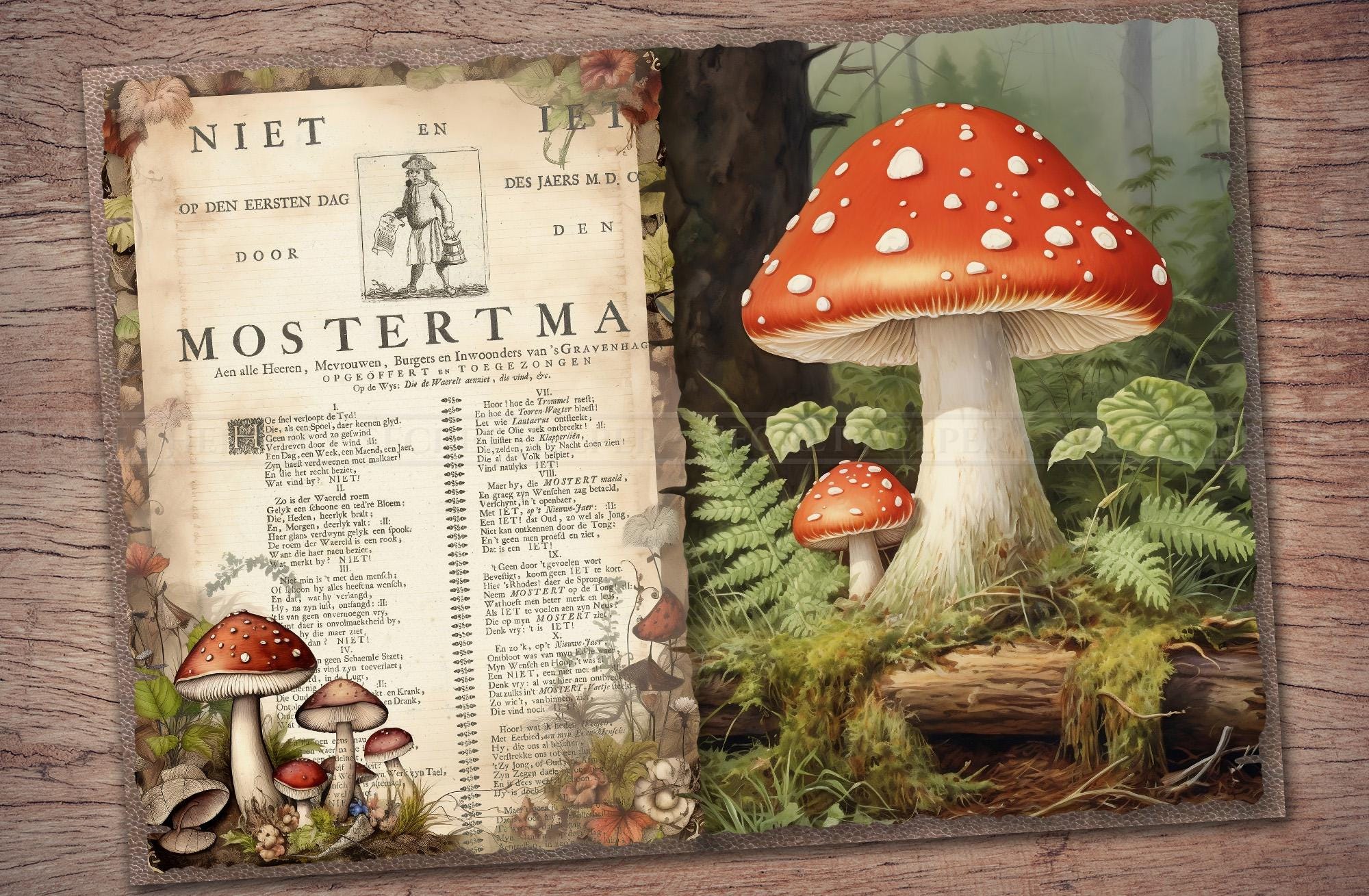 Mushroom Junk Journal Kit (printable JPG Pages With Ephemera, Tags ...