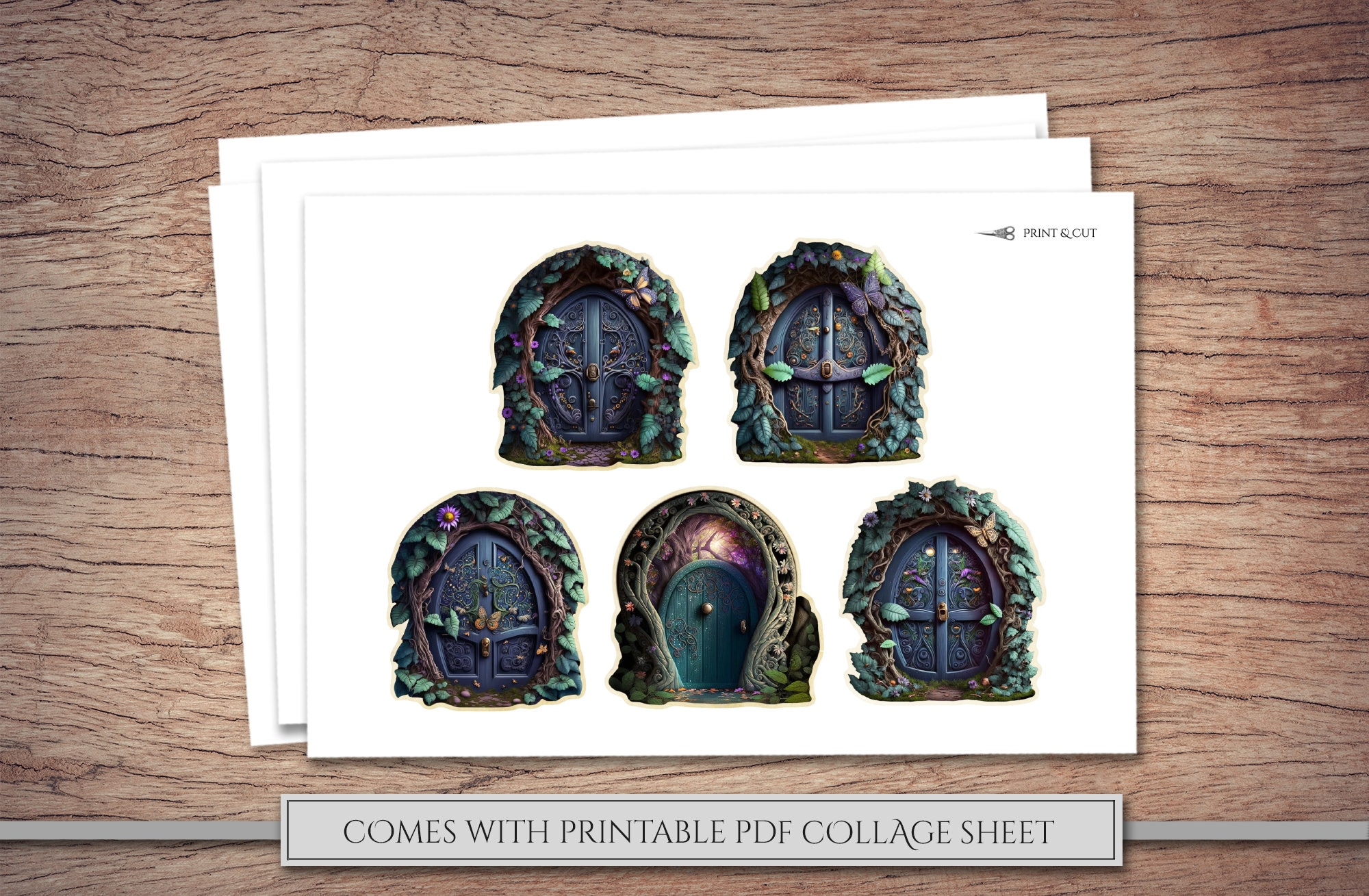 Printable Fairy Doors PNG &amp; PDF Collage Sheets Door - Etsy