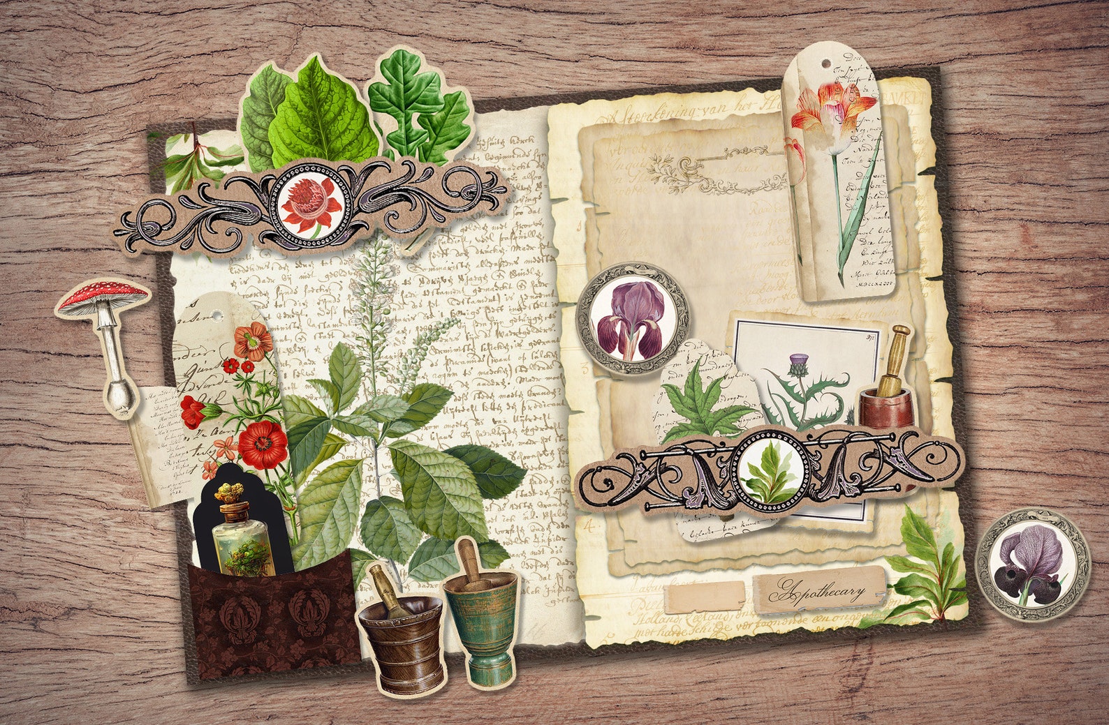 Apothecary Junk Journal Kit (printable JPG Pages With Ephemera, Cover ...