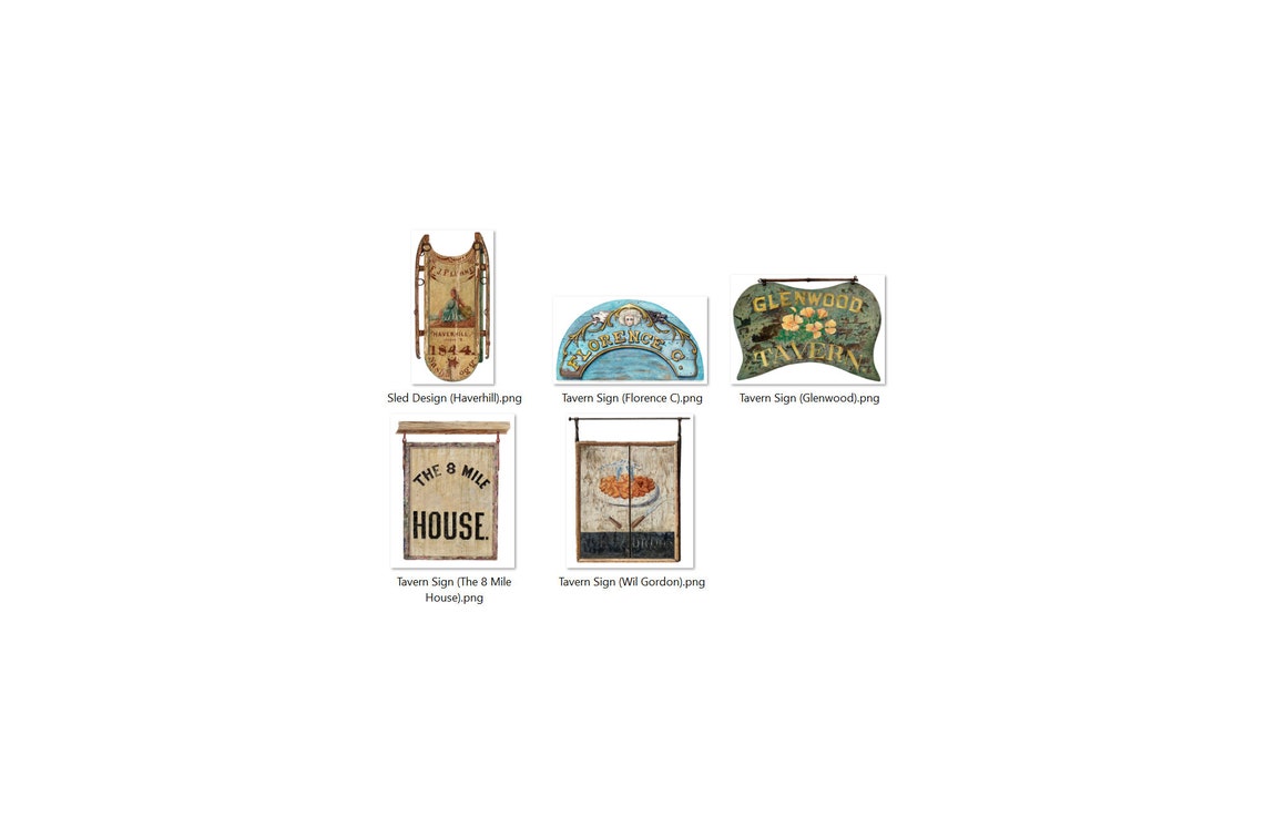 Old Signs Clipart in PNG Antique Shop Illustrations Retro - Etsy
