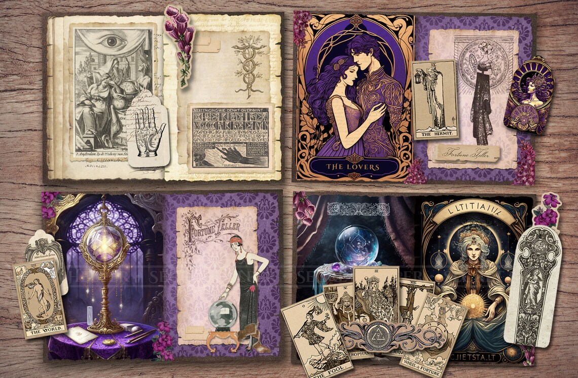 Fortune Teller Junk Journal Kit (printable JPG Pages With Ephemera ...