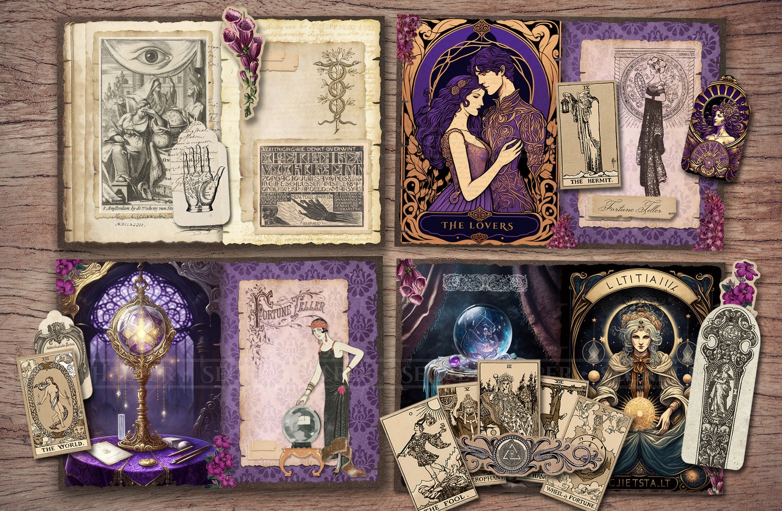 Fortune Teller Junk Journal Kit (printable JPG Pages With Ephemera ...