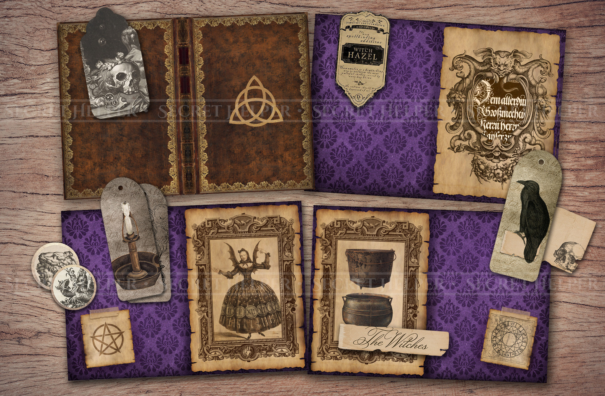 Witch Junk Journal Kit (printable JPG Pages With Ephemera, Cover, Tags ...