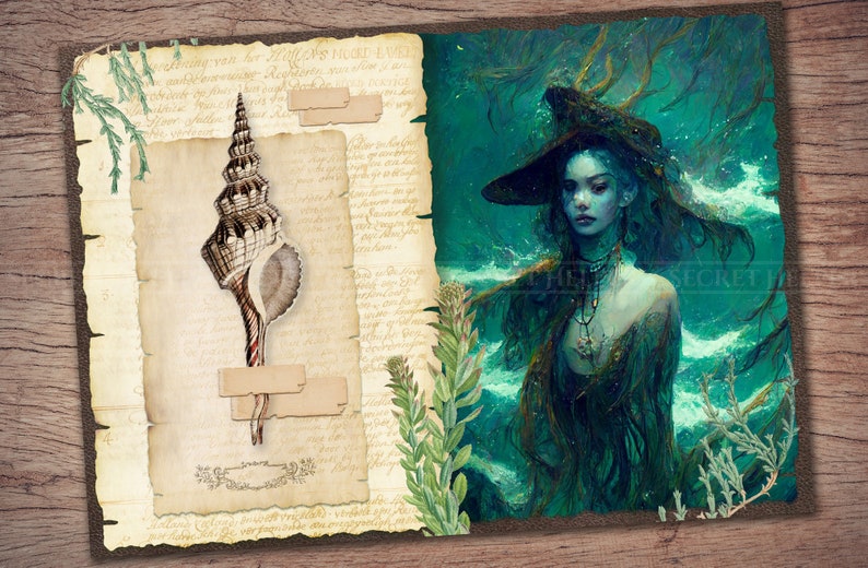Sea Witch Junk Journal Kit (printable JPG Pages With Ephemera, Cover ...