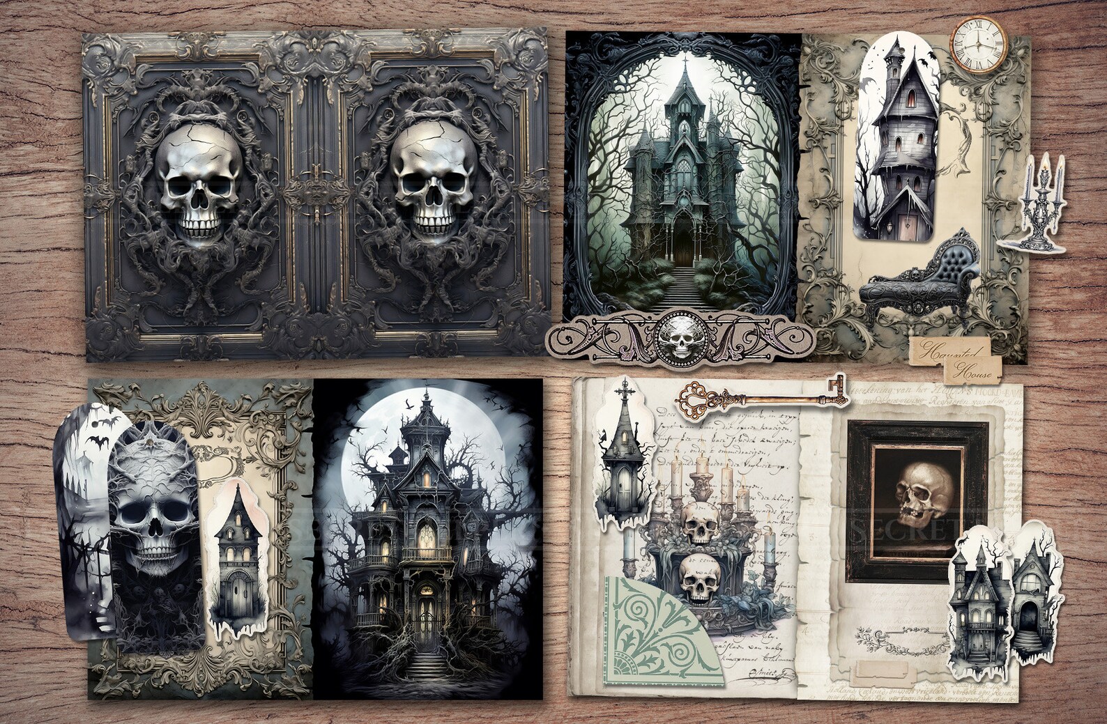 Haunted House Junk Journal Kit (printable JPG Pages With Ephemera, Tags ...
