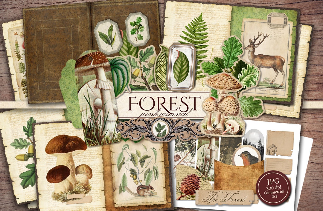 Forest Junk Journal Kit (printable JPG Pages With Ephemera, Cover, Tags ...
