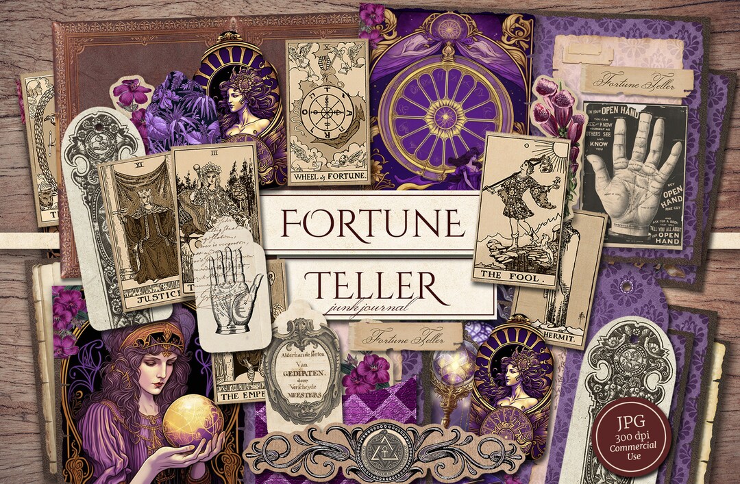 Fortune Teller Junk Journal Kit (printable JPG Pages With Ephemera ...
