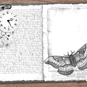 Black and White Junk Journal Kit (printable JPG Pages With Ephemera ...