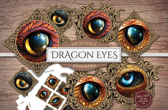 Printable Dragon Eyes PNG PDF Collage Sheet Fantasy - Etsy