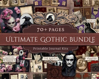 Ultimate Gothic Junk Journal Bundle (70+ Pages), Discount Pack, Vampire, Witch Ephemera, Horror Digital Paper, Instant Digital Download