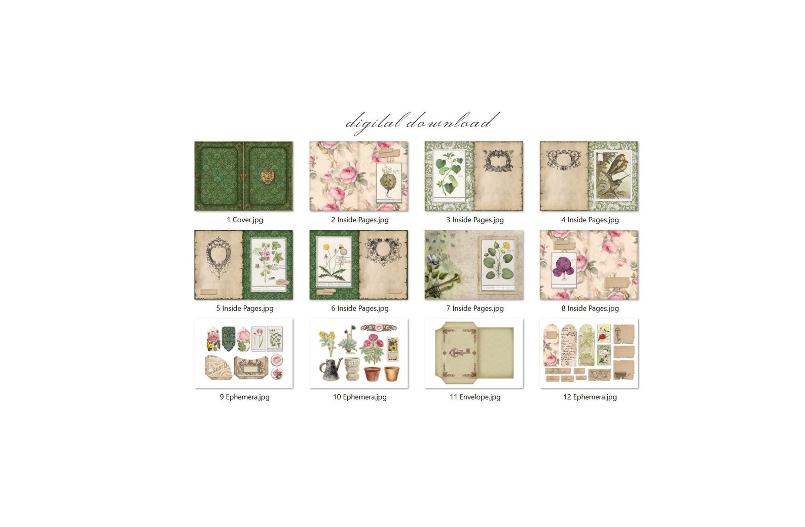Secret Garden Junk Journal Kit (printable JPG Pages With Ephemera ...