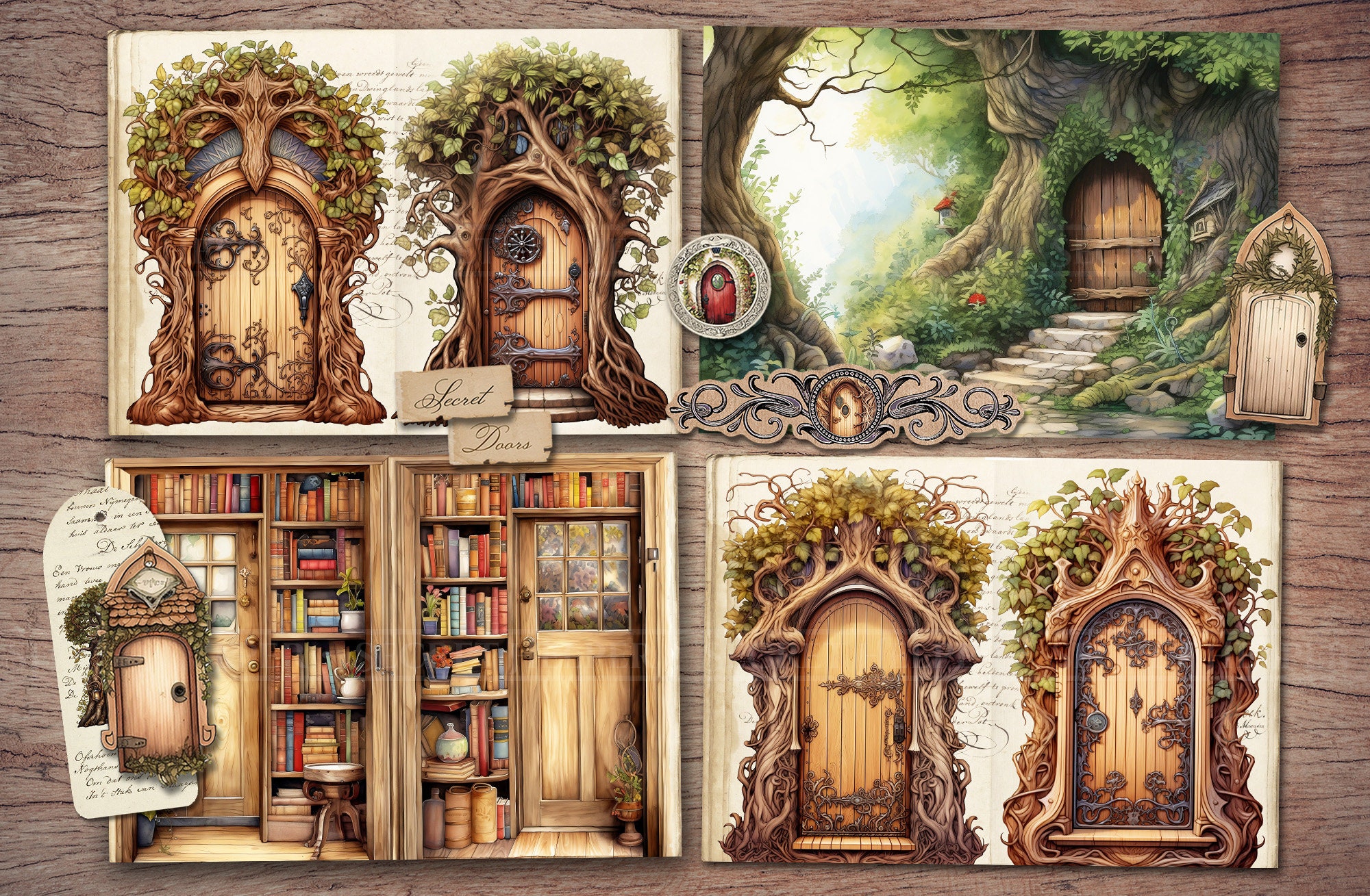 Secret Doors Junk Journal Kit: Printable Ephemera, Inside Pages, Fussy ...