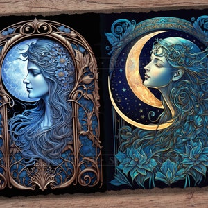 Moon Digital Paper (in JPG), Printable Pages for Moon Goddess ...