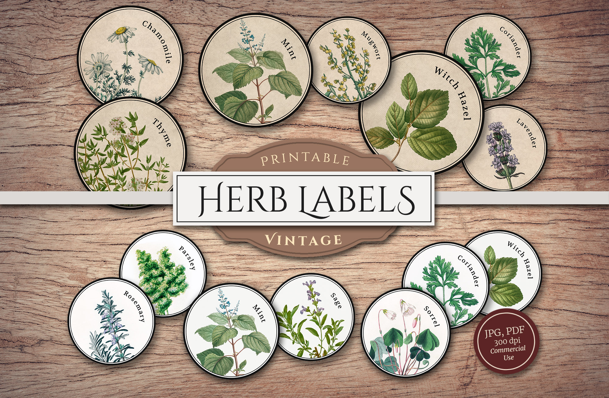 Free Printable Farmhouse Herb and Spice Labels - The Cottage Market