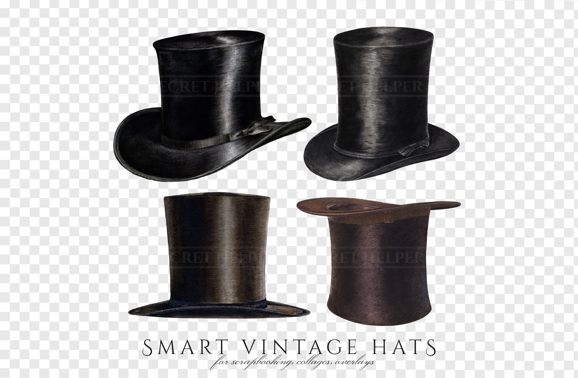 Black & White Only Magicians Wear Top Hats Vintage Photo 162 Art