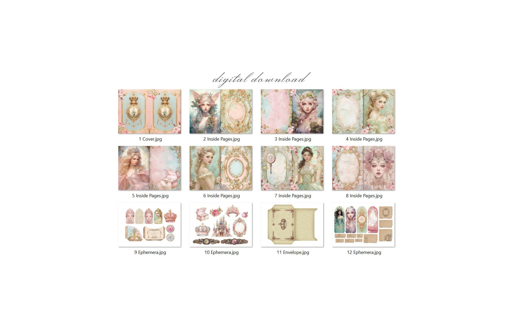 Princess Junk Journal Kit (printable JPG Pages With Ephemera, Tags ...