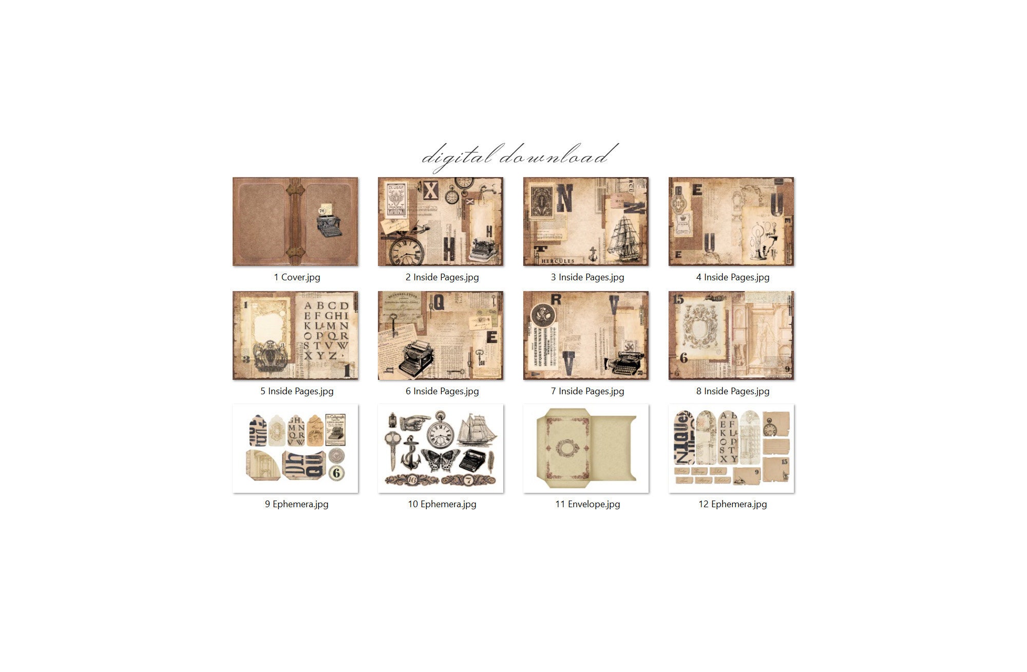 Vintage Grunge Junk Journal Kit (printable JPG Pages With Ephemera ...