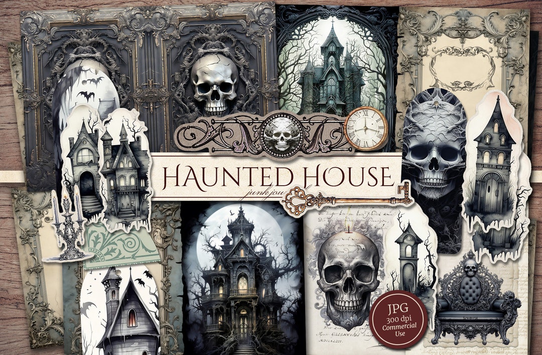 Haunted House Junk Journal Kit (printable JPG Pages With Ephemera, Tags ...