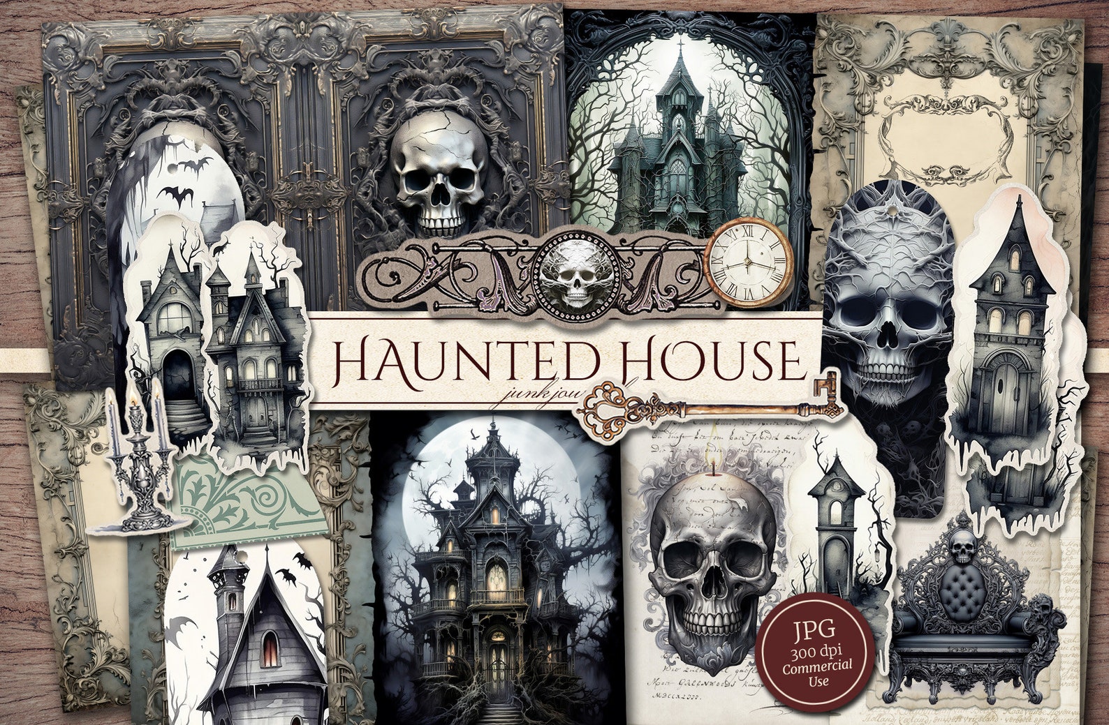 Haunted House Junk Journal Kit (printable JPG Pages With Ephemera, Tags ...