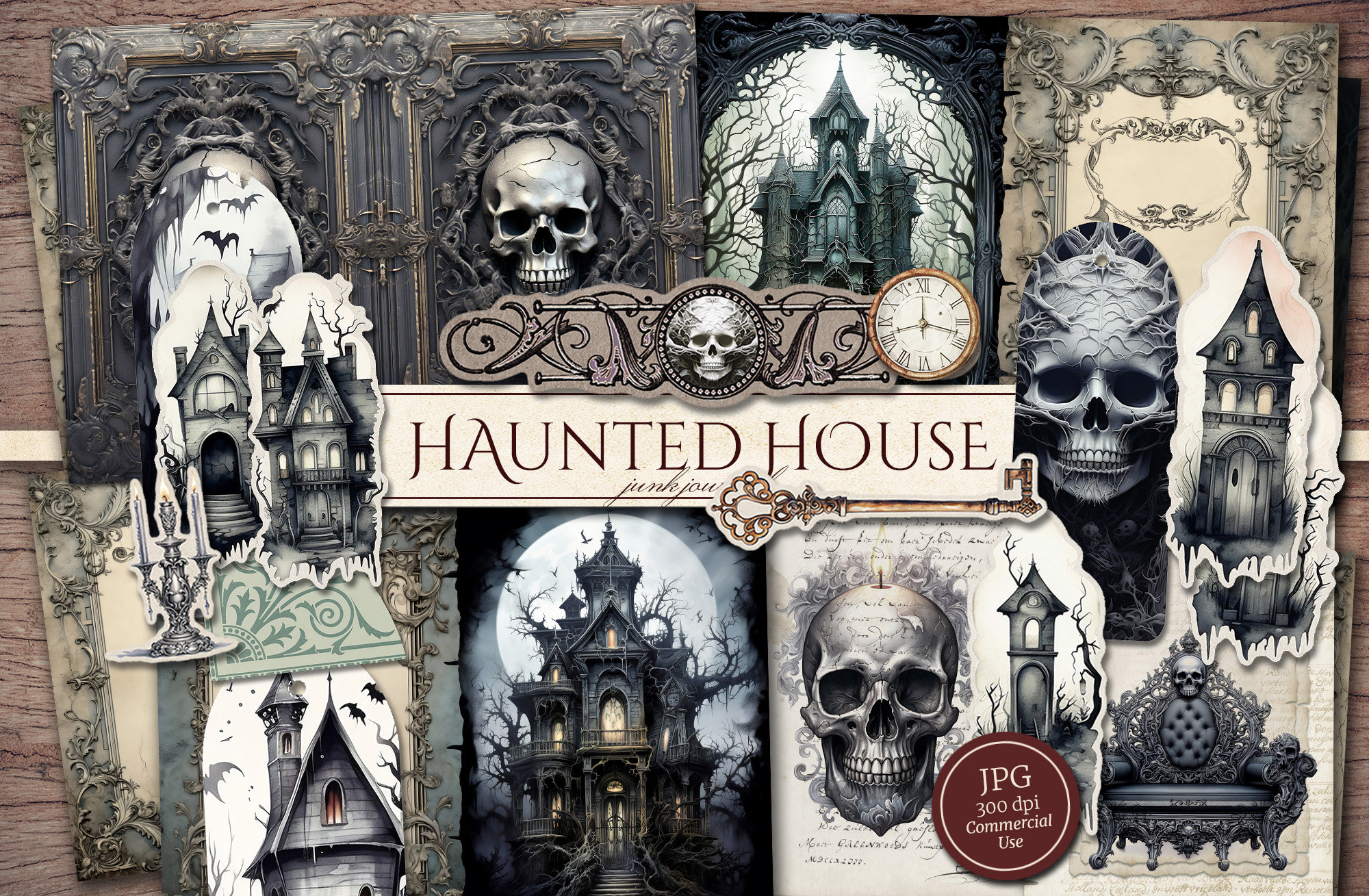 Haunted House Junk Journal Kit (printable JPG Pages With Ephemera, Tags ...