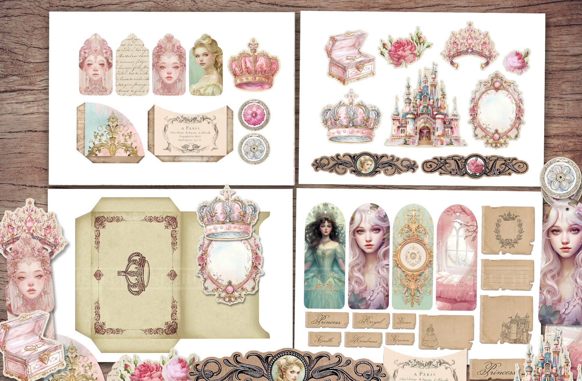 Princess Junk Journal Kit (printable JPG Pages With Ephemera, Tags ...
