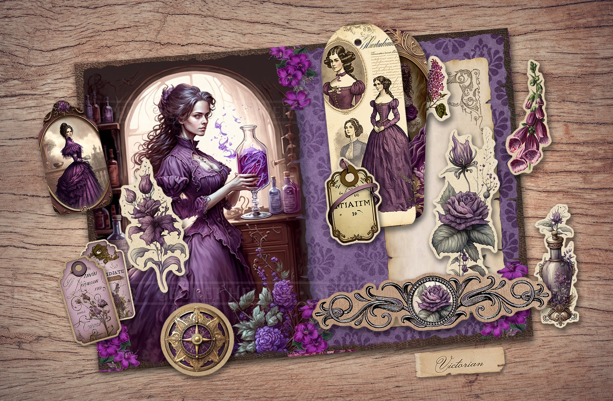 Victorian Junk Journal Kit (printable JPG Pages With Ephemera, Tags ...