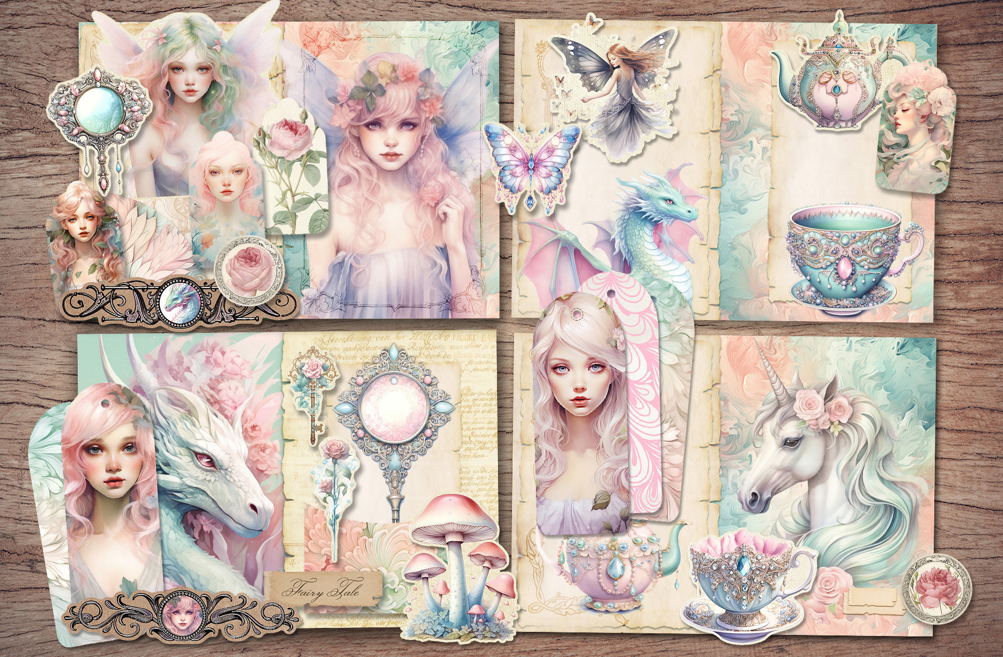 Fairy Tale Junk Journal Kit (printable JPG Pages With Ephemera, Tags ...