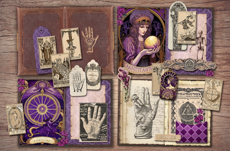 Fortune Teller Junk Journal Kit (printable JPG Pages With Ephemera ...
