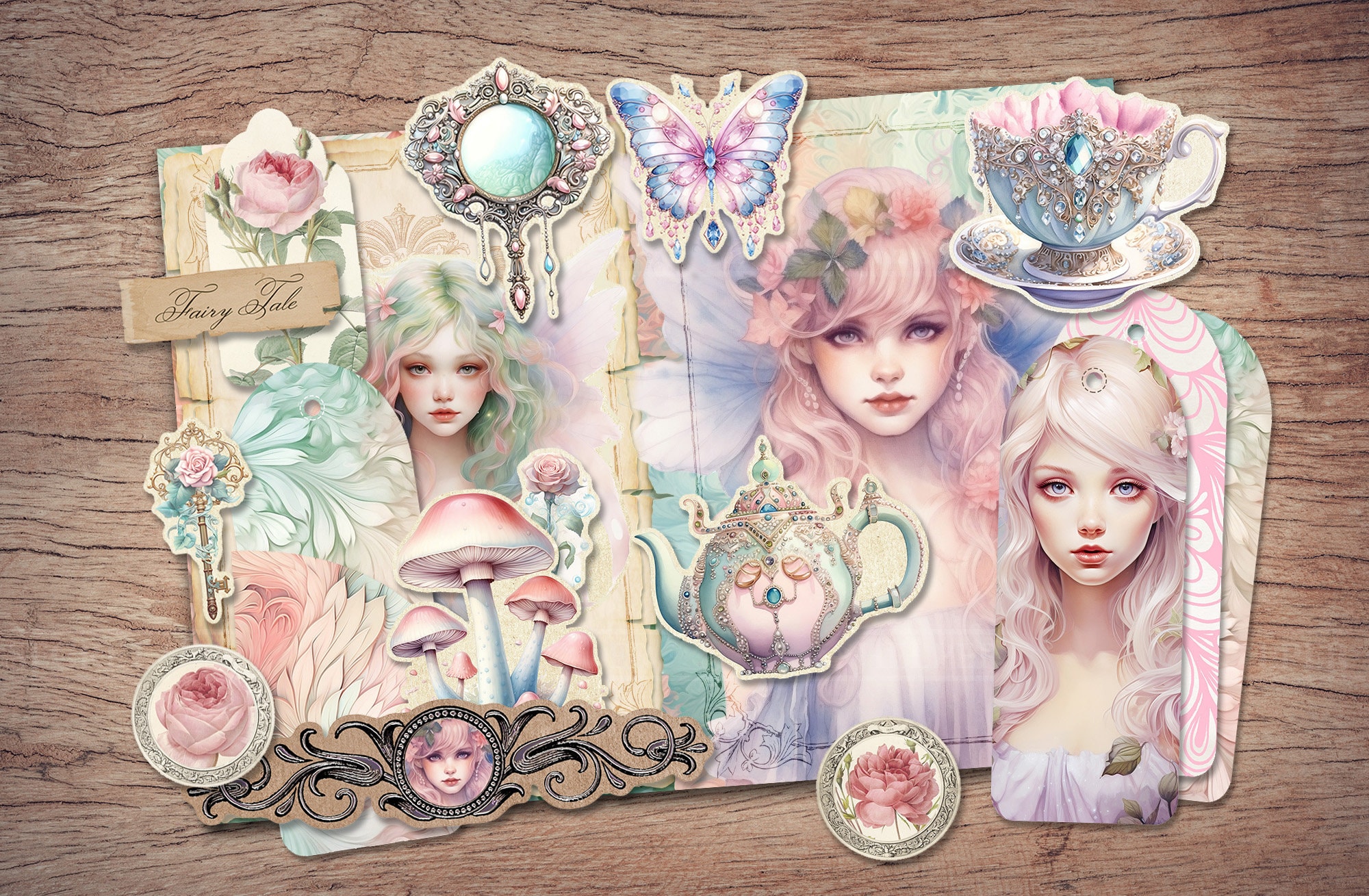Fairy Tale Junk Journal Kit (printable JPG Pages With Ephemera, Tags ...