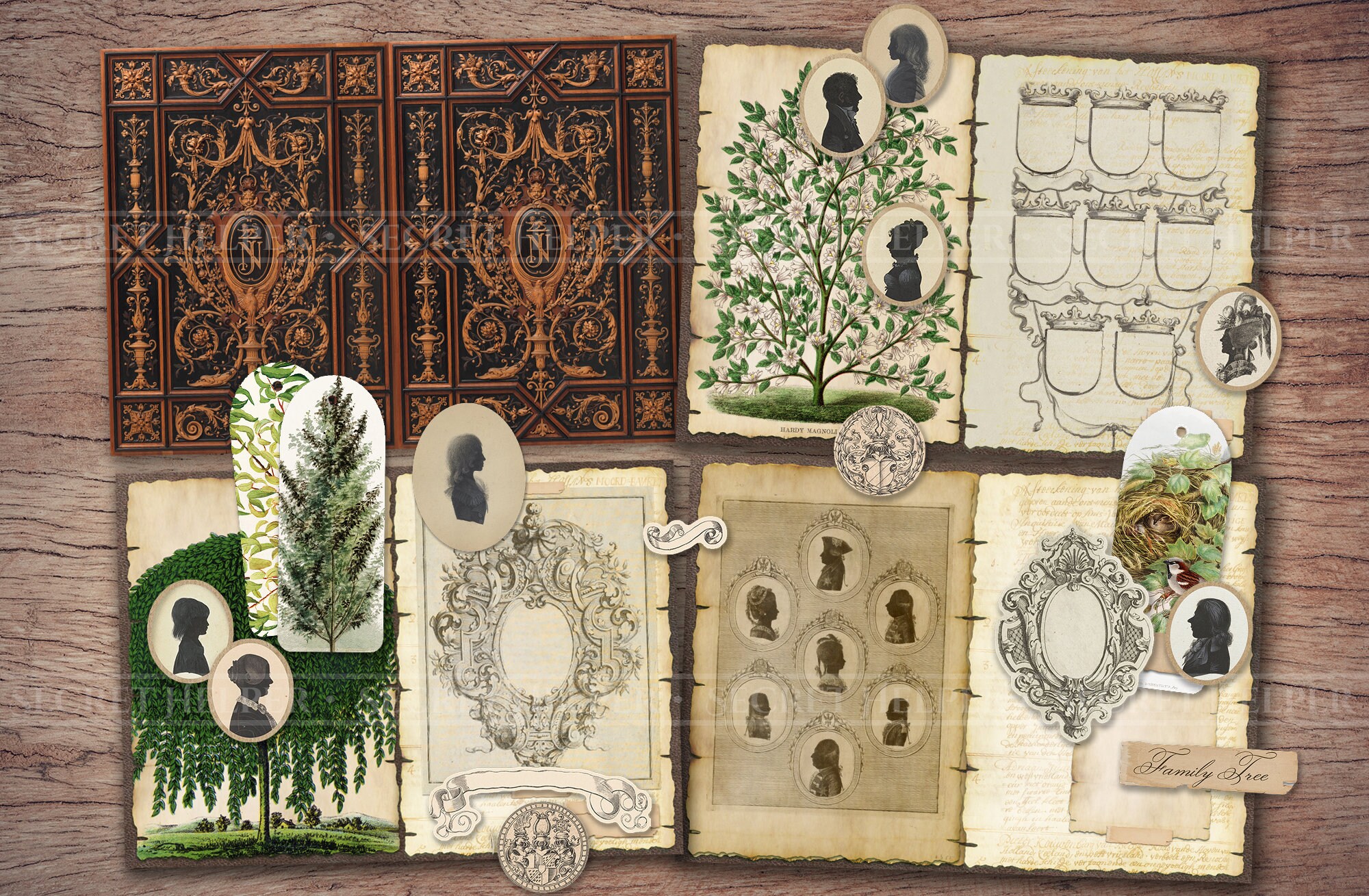 Family History Junk Journal Kit printable JPG Pages With Etsy