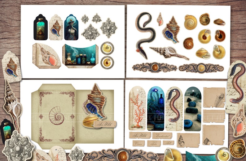 Sea Witch Junk Journal Kit (printable JPG Pages With Ephemera, Cover ...