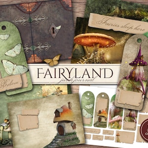 Kit de journal indésirable féerique (Pages JPG imprimables avec éphémères, couverture, signets) Pays des fées magique, pour scrapbooking, téléchargement numérique instantané