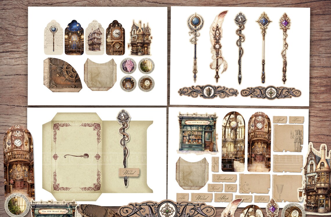 The Old Wand Shop Junk Journal Kit (printable JPG Pages With Ephemera ...