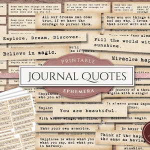 Junk Journal Words (Printable JPG Collage Sheets), Inspirational Quotes, Inspiring Phrases, Happy Junk Journaling Ephemera, Digital Download