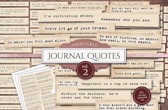 Junk Journal Words Vol. 2: Inspiring Quotes, Words of Wisdom, Inspirational Phrases, (Printable JPG Collage Sheets - Digital Download)