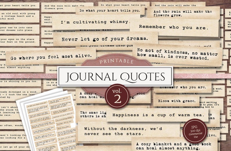 Palabras de diario basura, vol. 2: Citas inspiradoras, palabras sabias, frases inspiradoras (Hojas de collage JPG imprimibles - Descarga digital) imagen 1