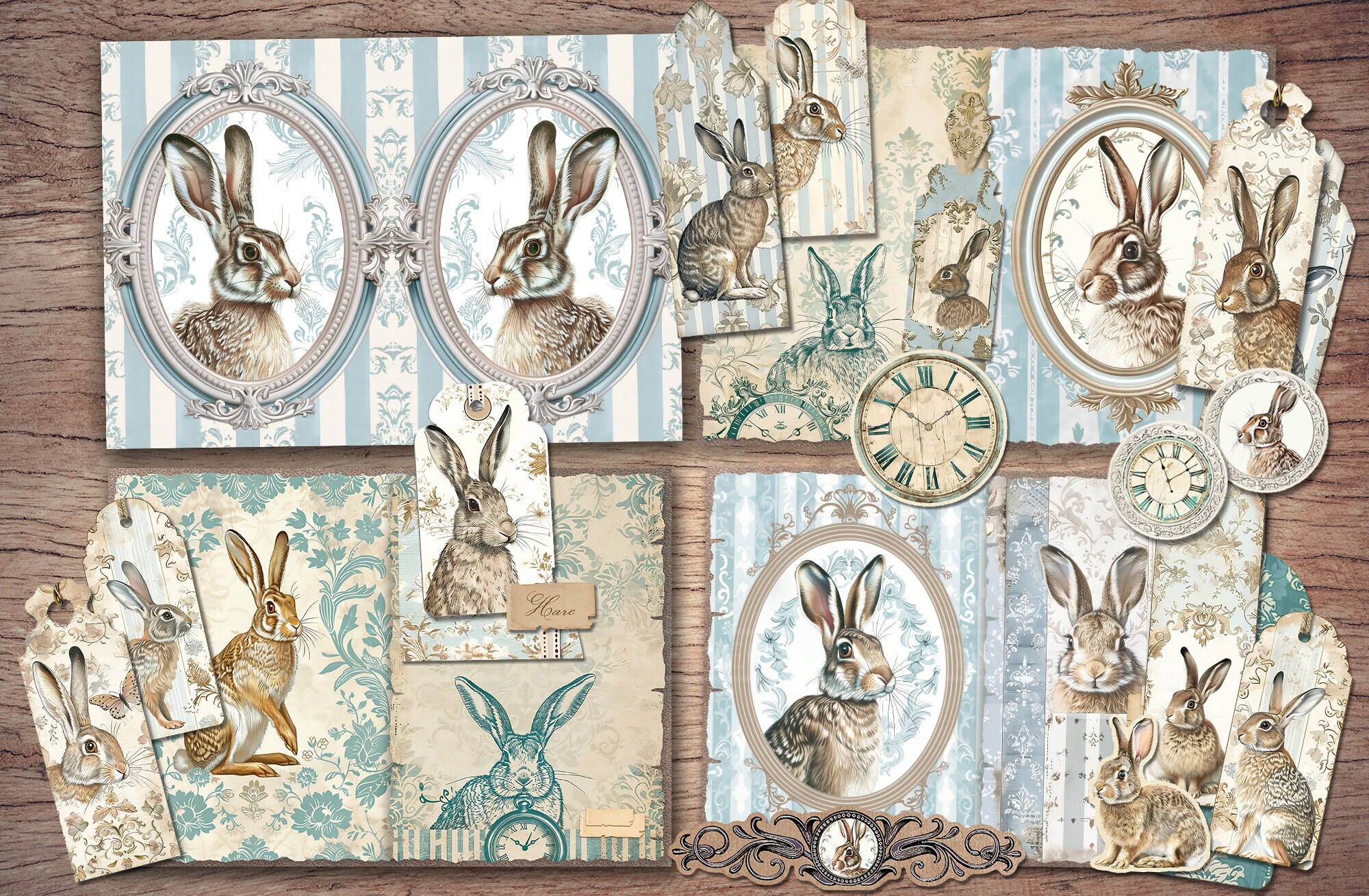 Joj Rabbit Stamps Rabbit Junk Journal Kit (printable JPG Pages With Ephemera, Tags ...