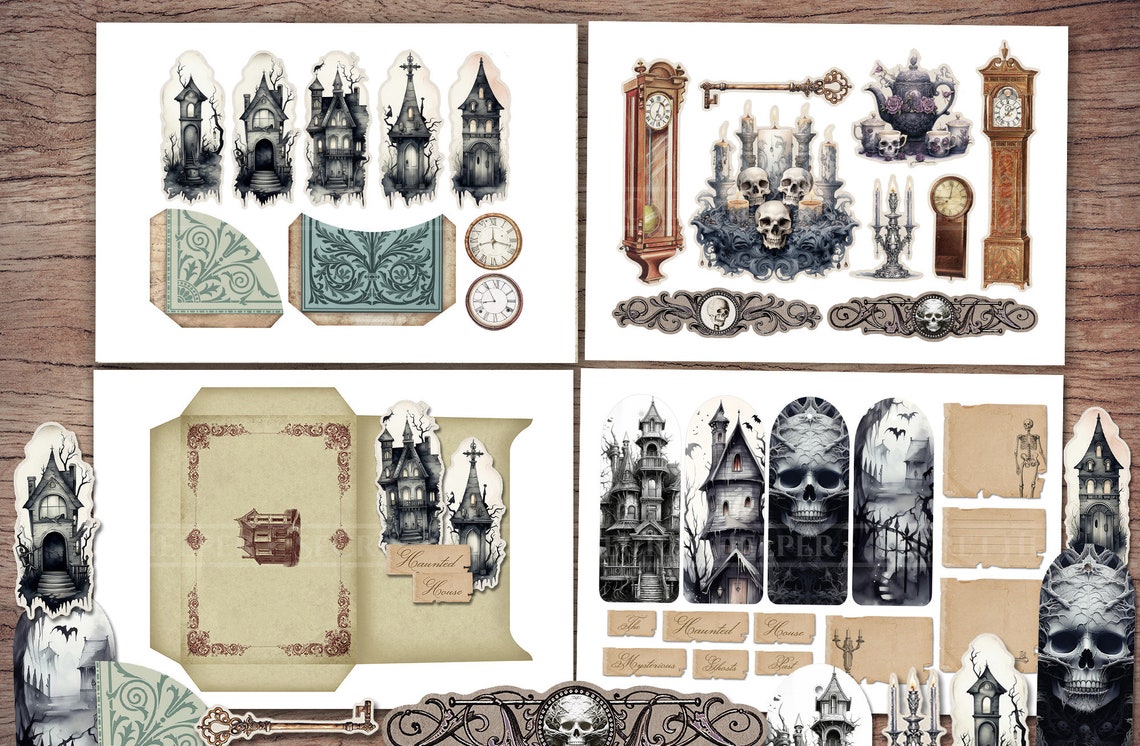 Haunted House Junk Journal Kit (printable JPG Pages With Ephemera, Tags ...