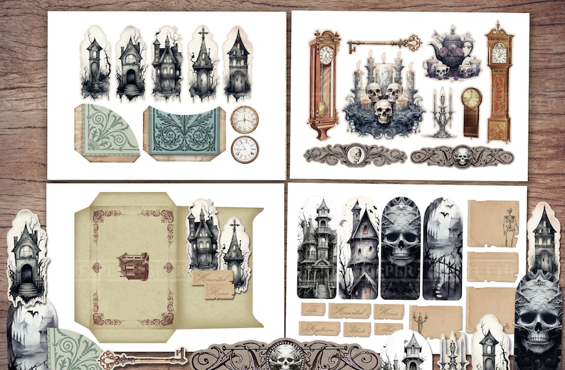 Haunted House Junk Journal Kit (printable JPG Pages With Ephemera, Tags ...