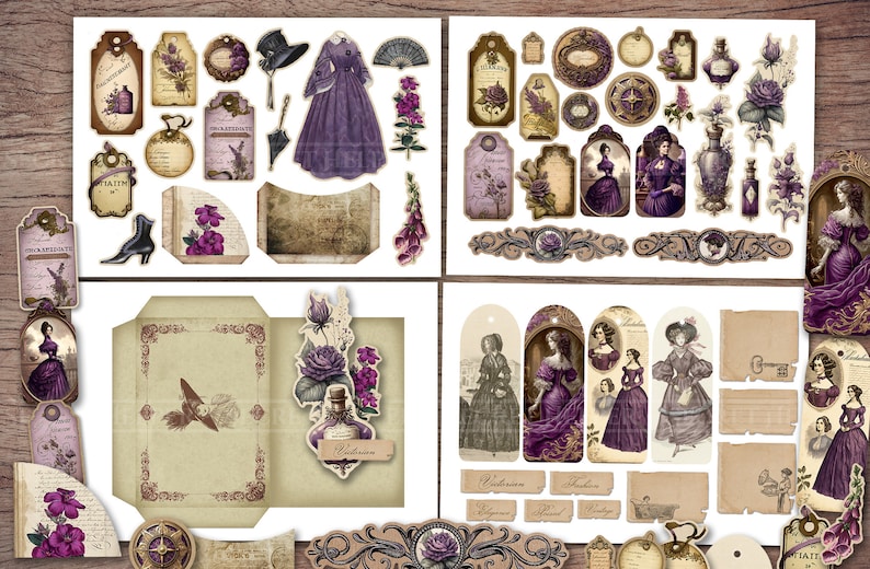 Victorian Junk Journal Kit printable JPG Pages With Ephemera - Etsy Canada