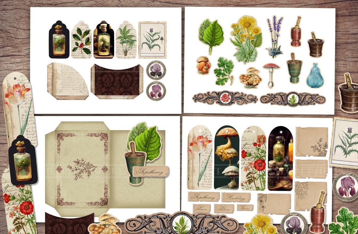 Apothecary Junk Journal Kit (printable JPG Pages With Ephemera, Cover ...