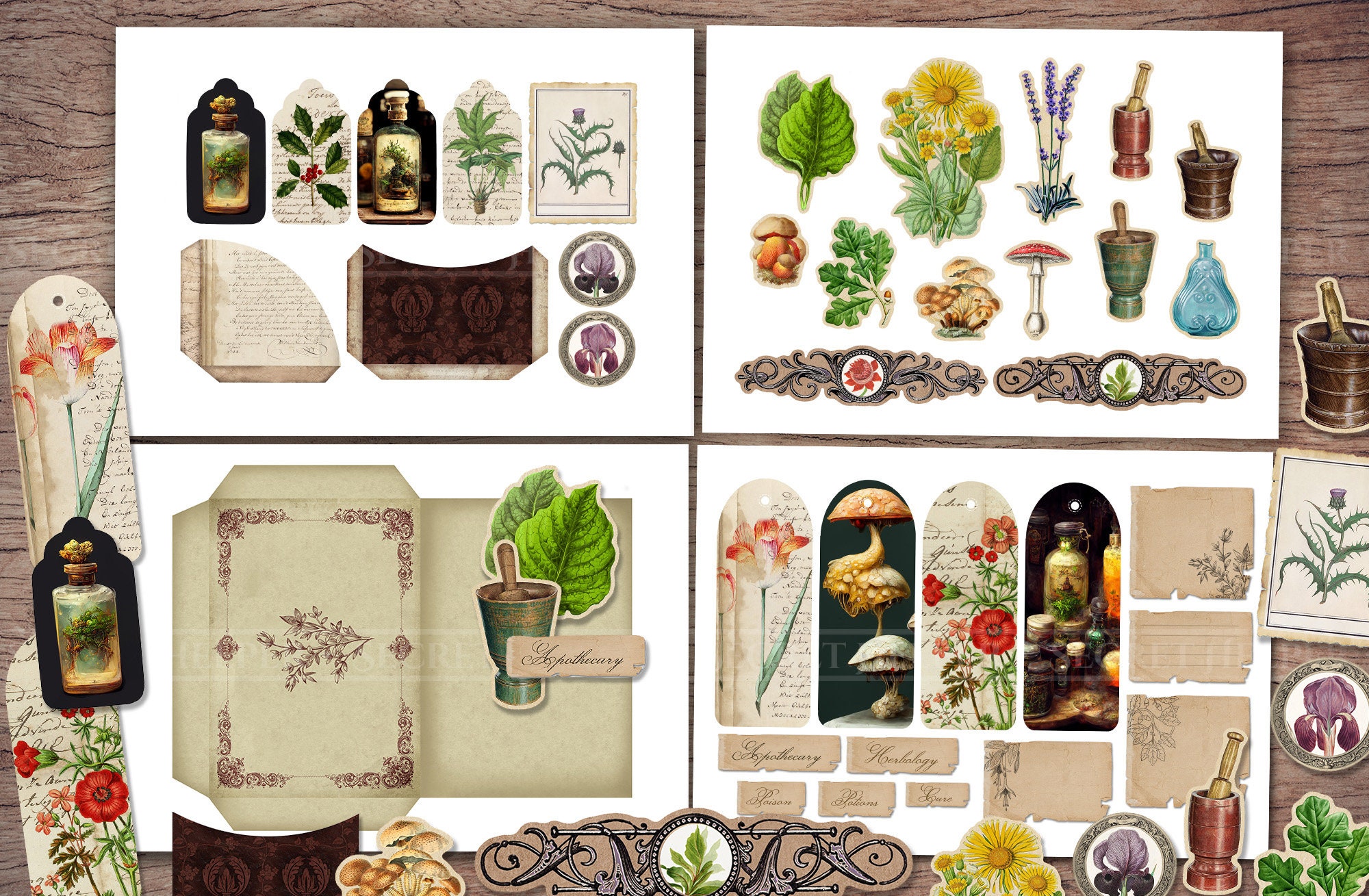 Apothecary Junk Journal Kit (printable JPG Pages With Ephemera, Cover ...