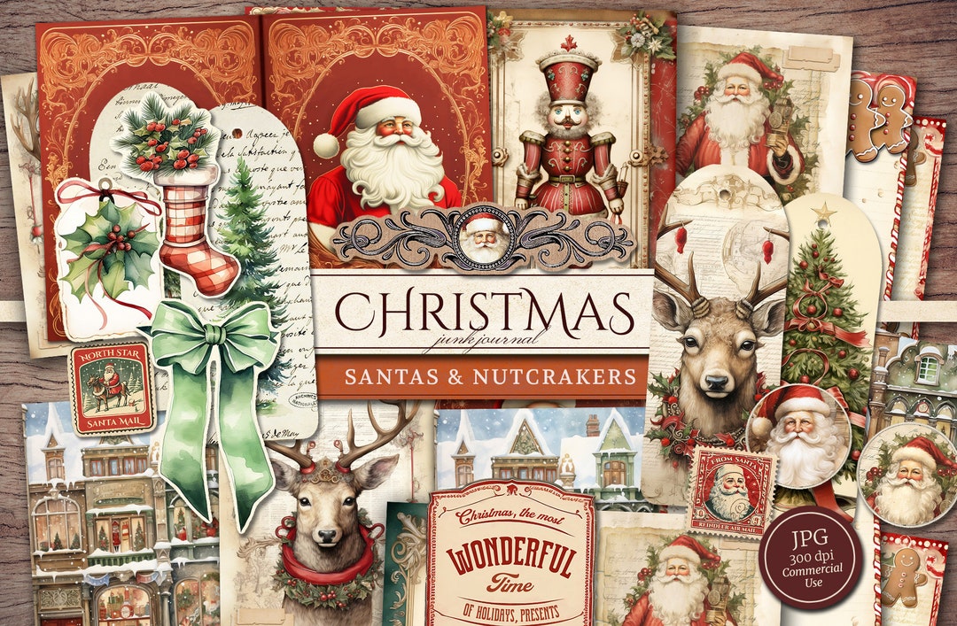 Christmas Santa Junk Journal Kit (printable JPG Pages With Ephemera ...