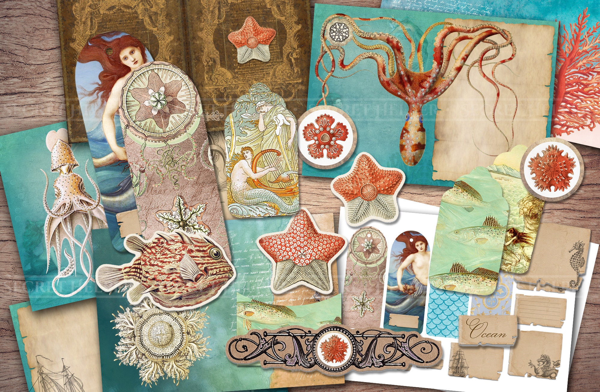 Ocean Junk Journal Kit (printable JPG Pages With Ephemera, Cover ...