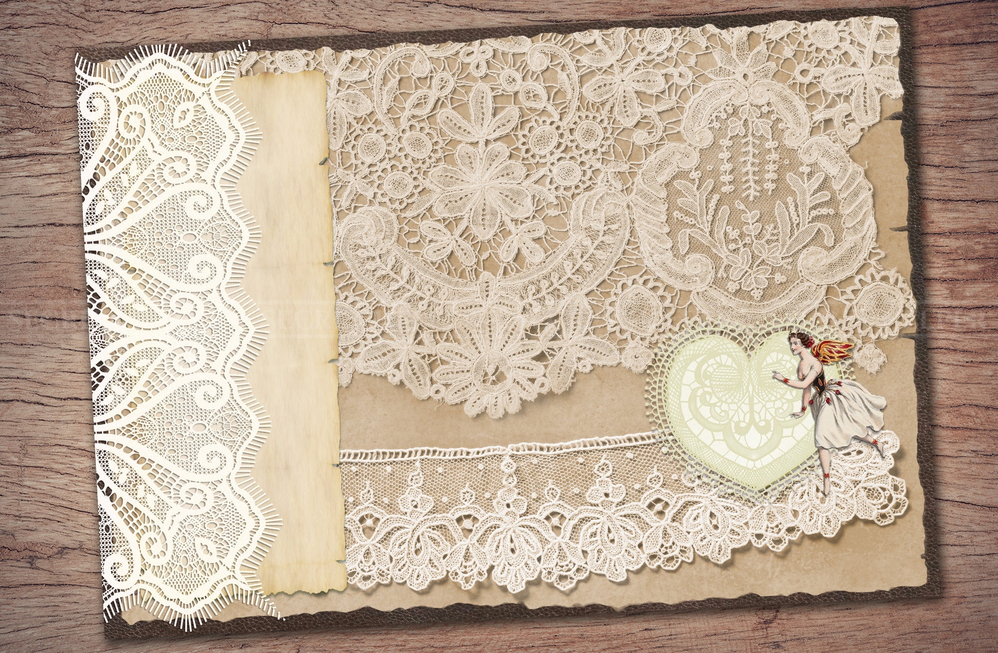 Lace Junk Journal Kit (printable JPG Pages With Ephemera, Cover ...