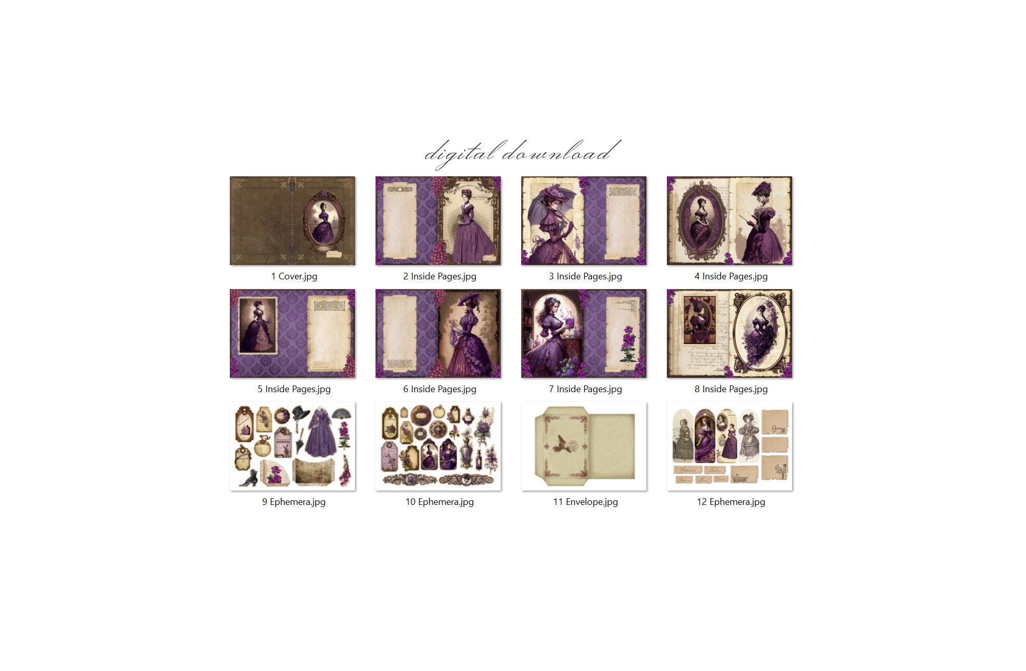 Victorian Junk Journal Kit (printable JPG Pages With Ephemera, Tags ...