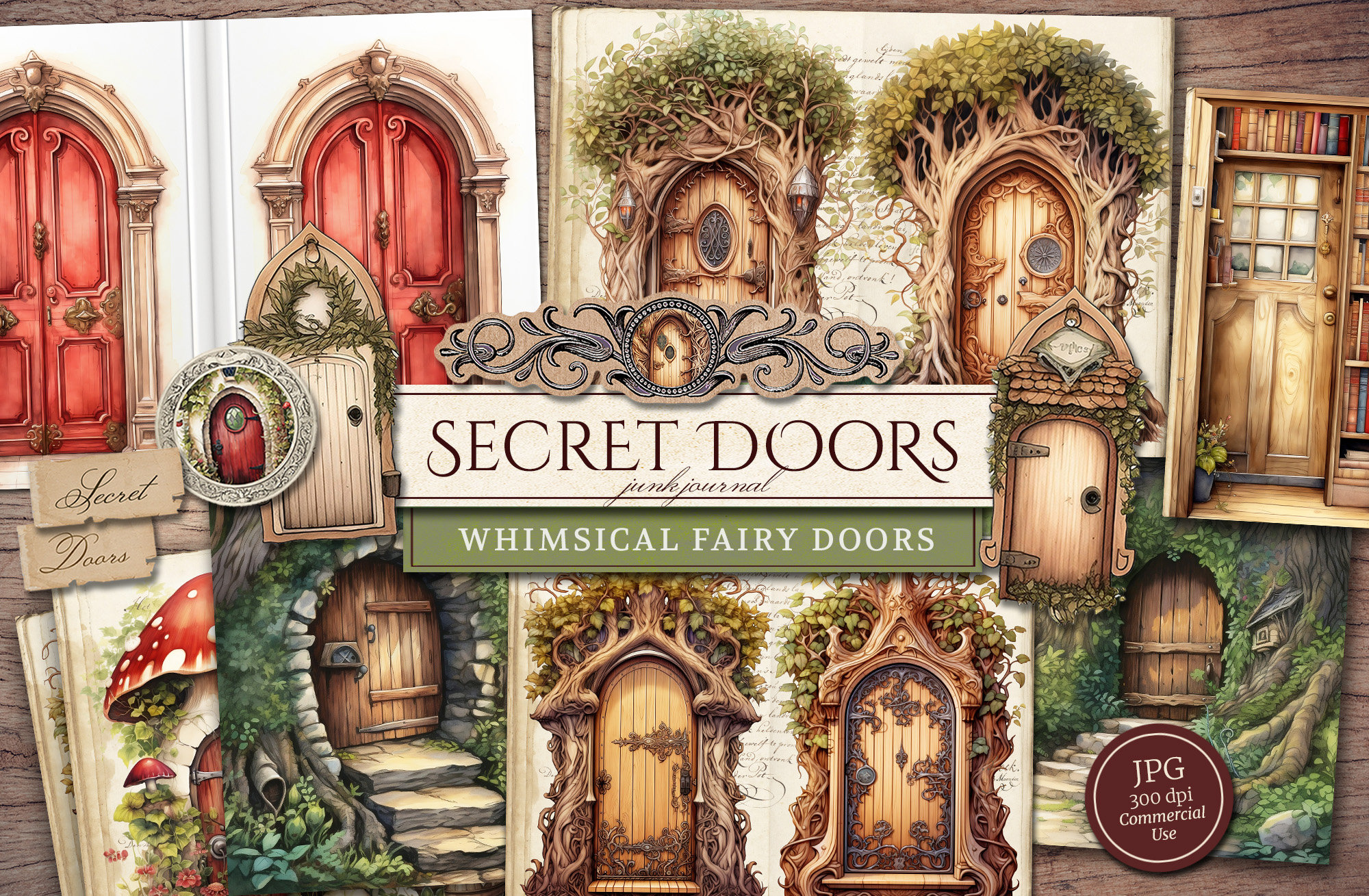 Secret Doors Junk Journal Kit: Printable Ephemera, Inside Pages, Fussy ...