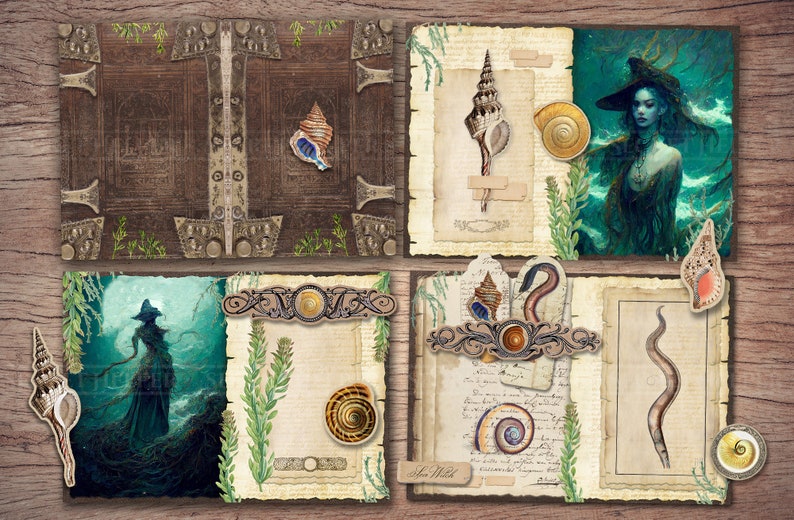 Sea Witch Junk Journal Kit (printable JPG Pages With Ephemera, Cover ...
