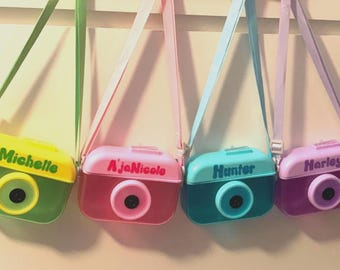 Personalized Camera Water Bottle: Summer Party Favor, Removable Strap